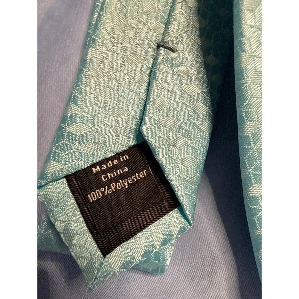 Haggar Mens Tie Mint Seafoam Green Teal Floral Jacquard